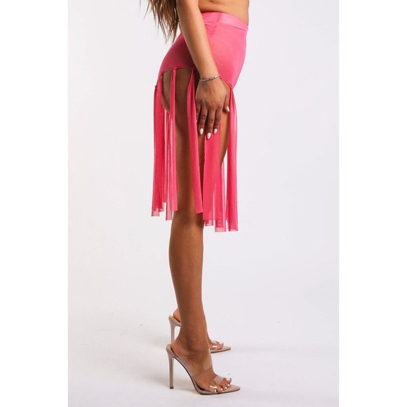 Women's Elastic Waist Casual Fringed Mesh Solid Sexy Shorts Size S, M, L - Picture 3 of 8